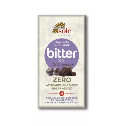 Sole zero étcsokoládé 72% keto acai bogyóval 100 g