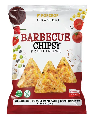 Popcrop piramidki gluténmentes vegán barbecue protein chips 60 g
