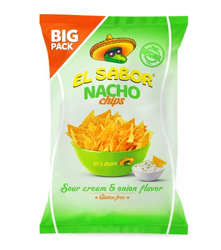 El sabor big nacho chips gluténmentes hagymás tejfölös 180 g