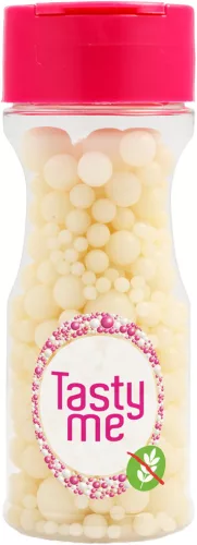 Tasty Me gluténmentes cukorgyöngy tortadekor mix fehér 70 g