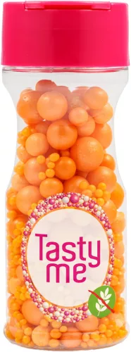 Tasty Me gluténmentes cukorgyöngy tortadekor mix narancssárga 70 g
