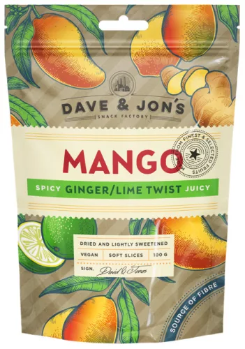 Dave & Jon's szárított mangó gyömbér lime twist 100 g