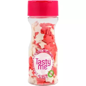   Tasty Me gluténmentes cukor tortadekor mix piros-fehér csillagok 45 g