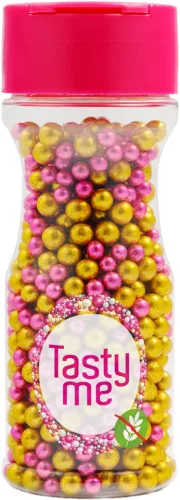 Tasty Me gluténmentes metallic pearls tortadekor mix pink-arany 4mm 70 g