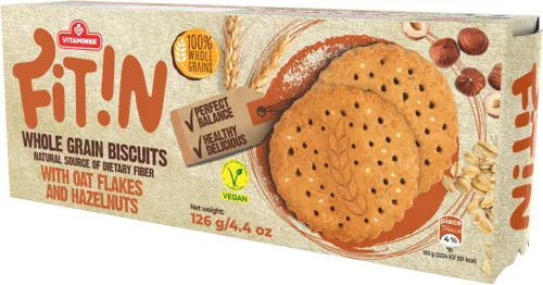 Fit in teljes kiőrlésű zabkeksz mogyoróval 126 g