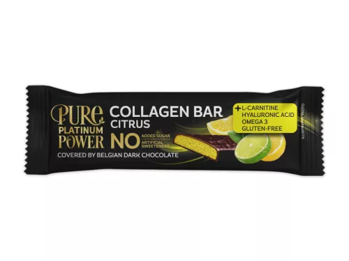 Pure Platinum Power belga étcsokoládéval mártott citromos-túrós kollagén szelet, L-karnitinnel és hialuronsavval 30 g