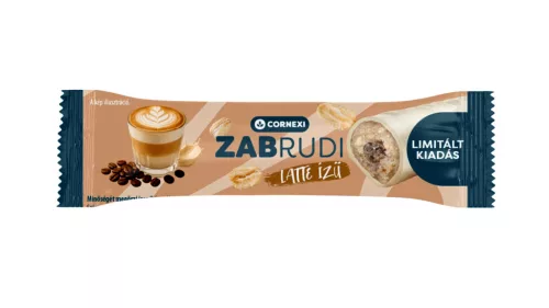 Cornexi zabrudi latte, karamellás töltelékkel töltött kávé ízű zabrúd, fehér bevonattal 30 g