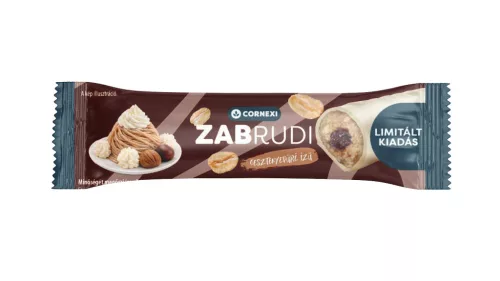 Cornexi zabrudi gesztenyés, vanília ízű töltelékkel töltött gesztenye ízű zabrúd, fehér bevonattal 30 g