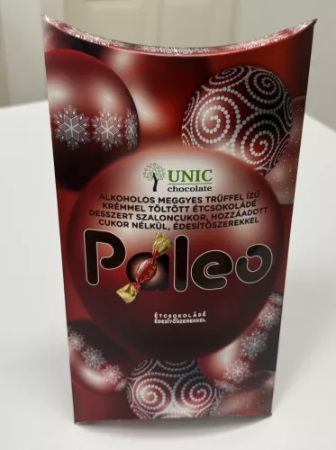 Paleo unic konyakmeggyes csokoládékrémmel töltött étcsokoládé desszert szaloncukor, édesítőszerekkel 220 g