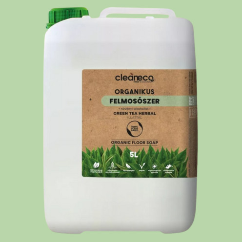 Cleaneco - Organikus Felmosószer növényi alkohollal - Green Tea Herbal - 5liter - újrahasznosítható csomagolásban