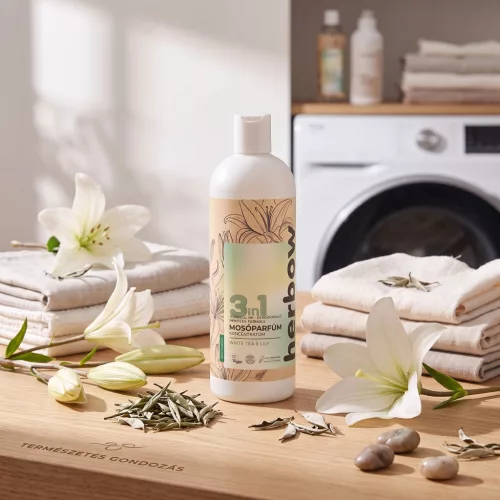 Herbow 3in1 Öblítő és kondicionáló mosóparfüm koncentrátum White Tea & Lily 1000 ml Új illat