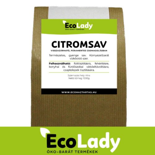 EcoLady Citric Acid - 1000g - in resealable moisture-proof packaging