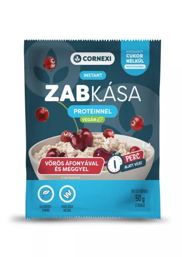 Cornexi vörösáfonyás-meggyes protein zabkása édesítőszerrel, vegán 50g
