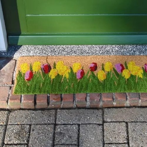 Esschert Design Tulipános kókuszrost lábtörlő, 75 x 25 cm
