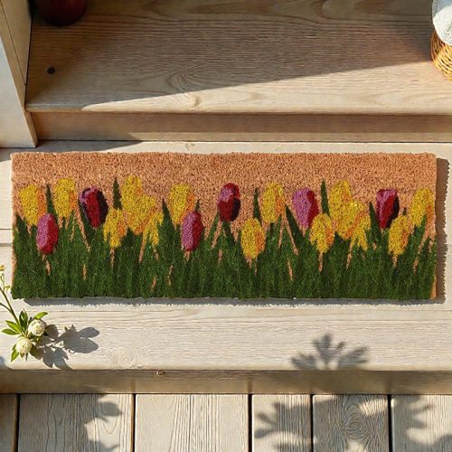 Esschert Design Tulipános kókuszrost lábtörlő, 75 x 25 cm