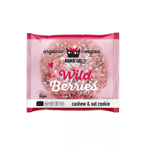 Kookie Cat bio vegán gluténmentes zabkeksz erdei gyümölcs 50 g