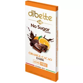   Dibette nas narancs ízű kakaós krémmel töltött étcsokoládé hozzáadott cukor nélkül maltittal, laktózment, 52% kakaó 80 g