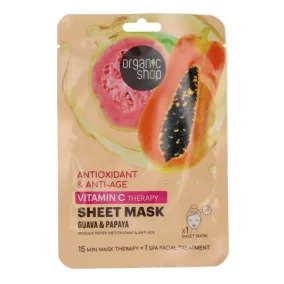  Organic Shop bio fátyolmaszk antioxidáns és anti-aging guavával és papayával 25 g