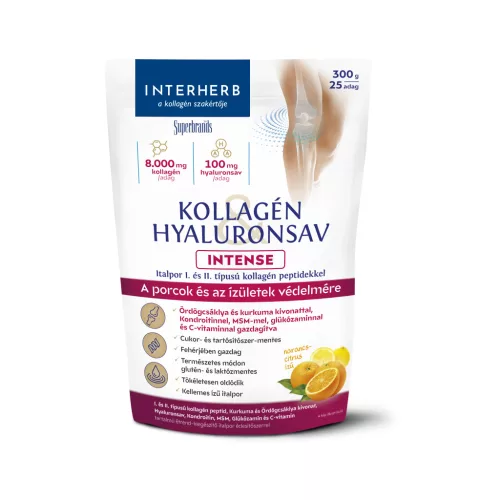 Interherb kollagén és hyaluronsav porcépítő italpor intense narancs-citrus ízű 300 g