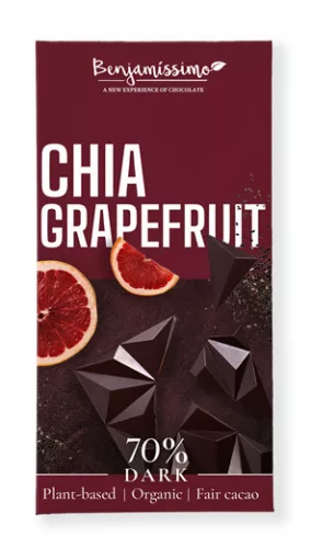 Benjamissimo bio vegán fekete csokoládé chia grapefruit 60 g