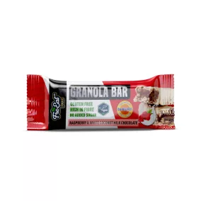   Dia-Wellness - FreEat Food Málnás Granola Bar kókusztejes fehér csokoládéval mártva 50g
