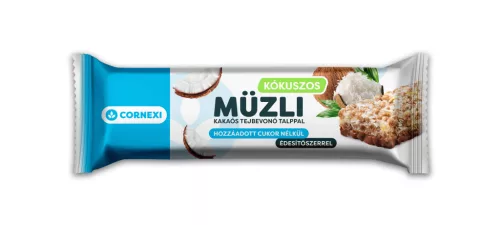 Cornexi gluténmentes müzliszelet hcn kókuszos ízű, kakaós tejbevonó talppal 25 g