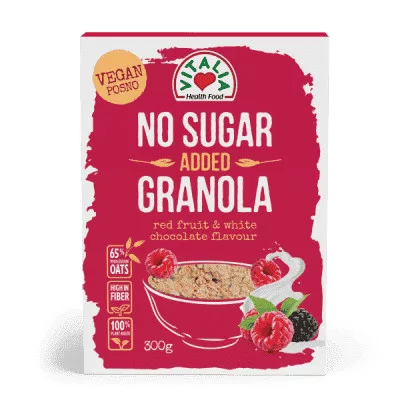 Vitalia granola hozzáadott cukor nélkül fehércsokis piros gyümölcs 300 g