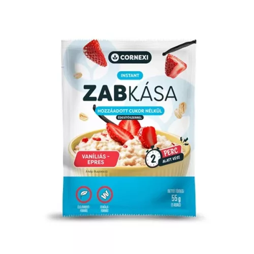 Cornexi zabkása vanília ízű, eper darabokkal, hozzáadott cukor nélkül édesítőszerekkel 55 g