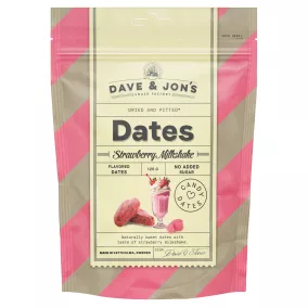  Dave & Jon's dates strawberry milkshake mag nélküli ízesített datolya epres shake ízben, hozzáadott cukor nélkül 125 g