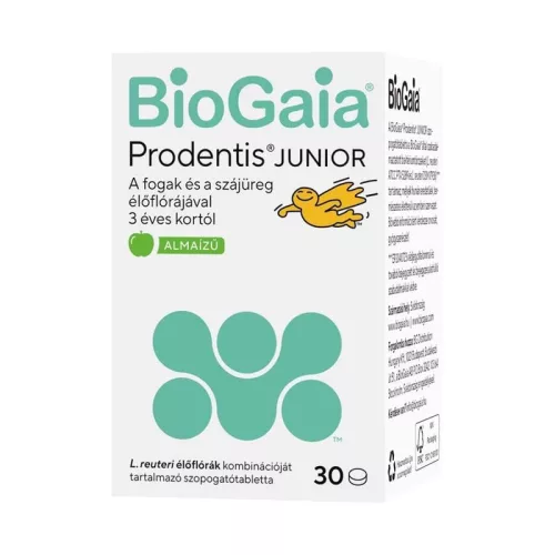 Biogaia prodentis junior szopogatótabletta alma ízű 3 éves kortól 30 db