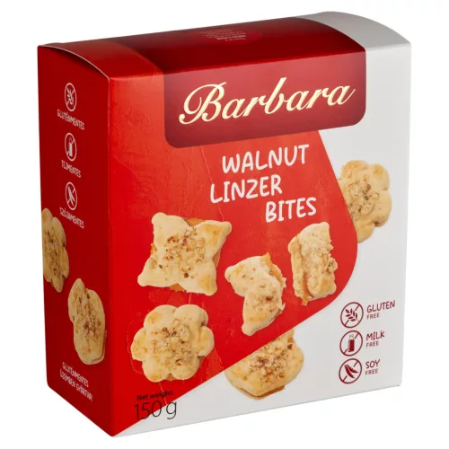 Barbara gluténmentes dióval szórt, kajszibarackízzel töltött linzer omlós teasütemény 150 g