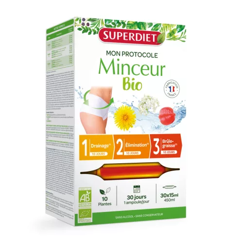 Superdiet minceur természetes 3 fázisú 30 napos fogyást segítő zsírégető program ampulla 30x15ml 450 ml