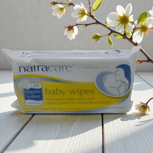Natracare organic cotton baby wipes, 50 pcs