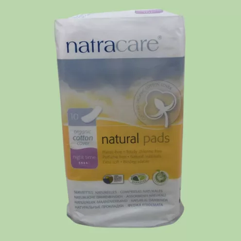 Natracare organic night-time sanitary pads, 10 pcs