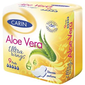 Carin ultra aloe vera ultra-thin winged sanitary pads, 9 pcs