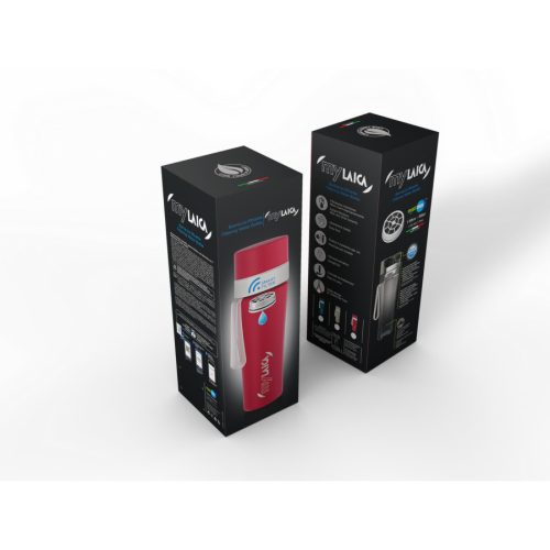 myLAICA rozsdamentes matt zöldre festett fast disk rendszerű vízszűrő kulacs pánttal, 0,55 literes