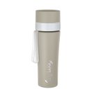 myLAICA rozsdamentes matt bézsre festett fast disk rendszerű vízszűrő kulacs pánttal, 0,55 literes