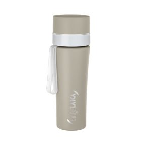   myLAICA rozsdamentes matt bézsre festett fast disk rendszerű vízszűrő kulacs pánttal, 0,55 literes