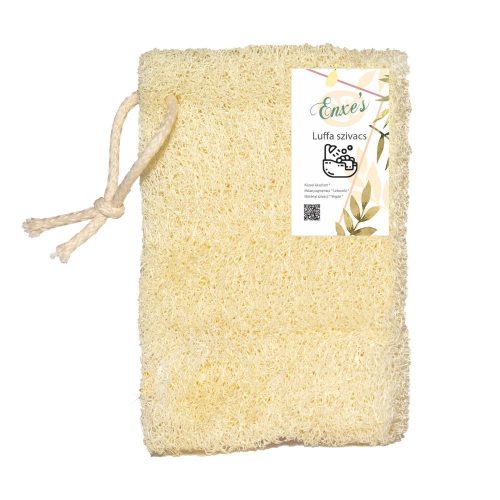 Luffa sponge for bathing with colourful hook - 8x10-14 cm