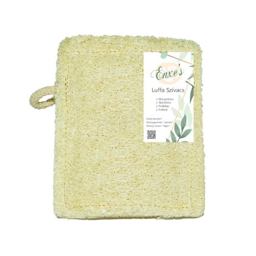 Luffa sponge with hook – sewn – 8x10-14 cm – Hungarian product
