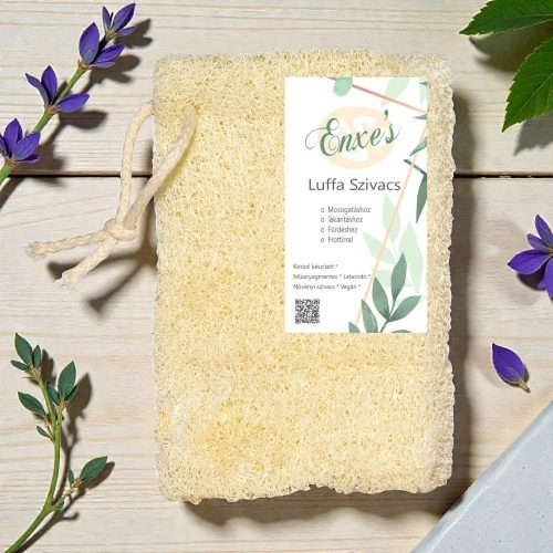 Luffa sponge with hook - no seams - 8x10-14 cm - Hungarian product